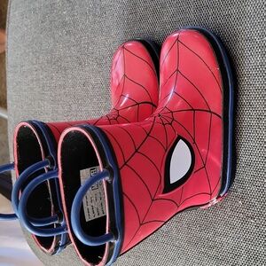 Toddler Boys Spiderman size 5/6 rain boots galoshes wellies